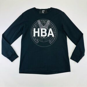 HBA Hood By Air black mens graphic print cotton long sleeve tee Large Streetwear
